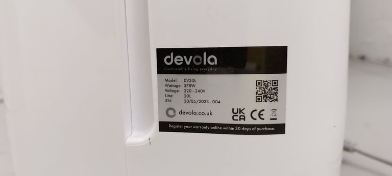Devola 20L Compressor Dehumidifier With HEPA Filter - DV20L