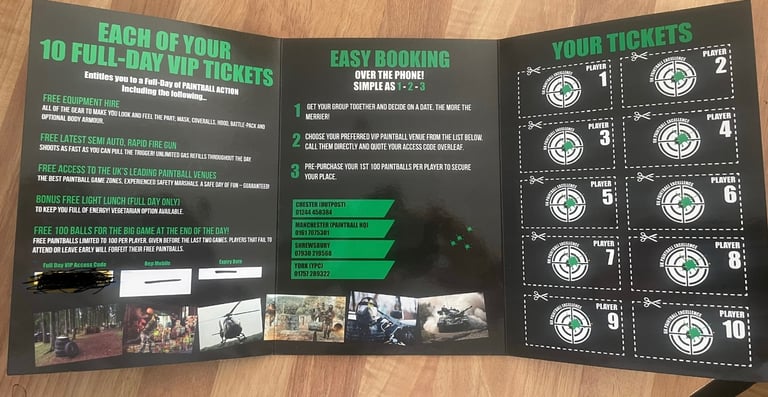 10 VIP paint balling tickets 