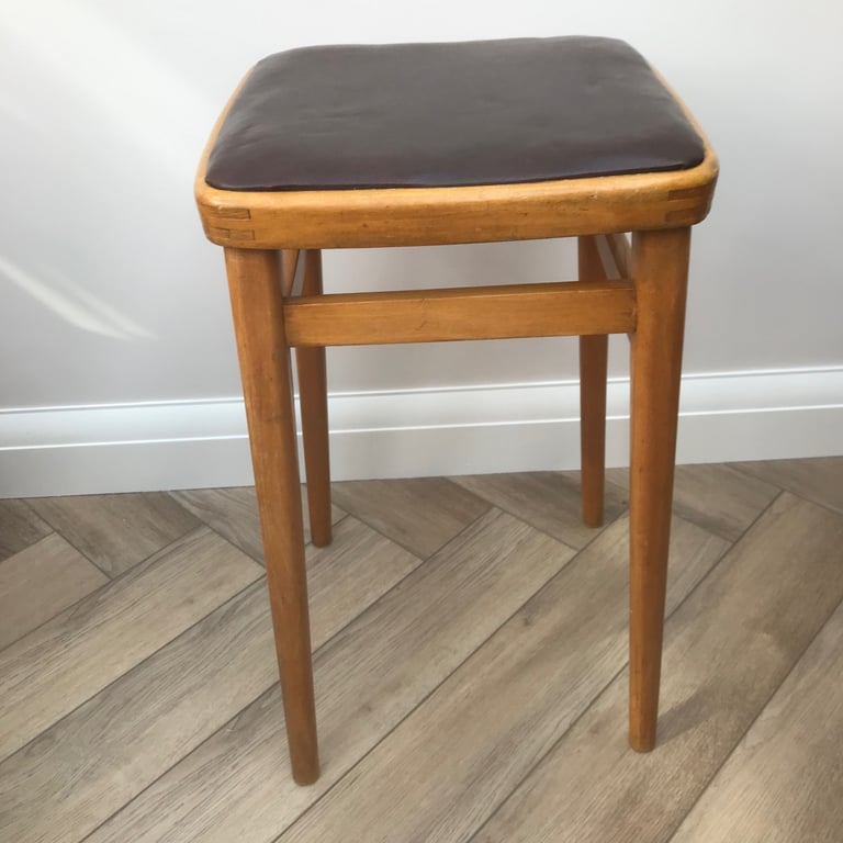 Vintage retro kitchen stool with vinyl top