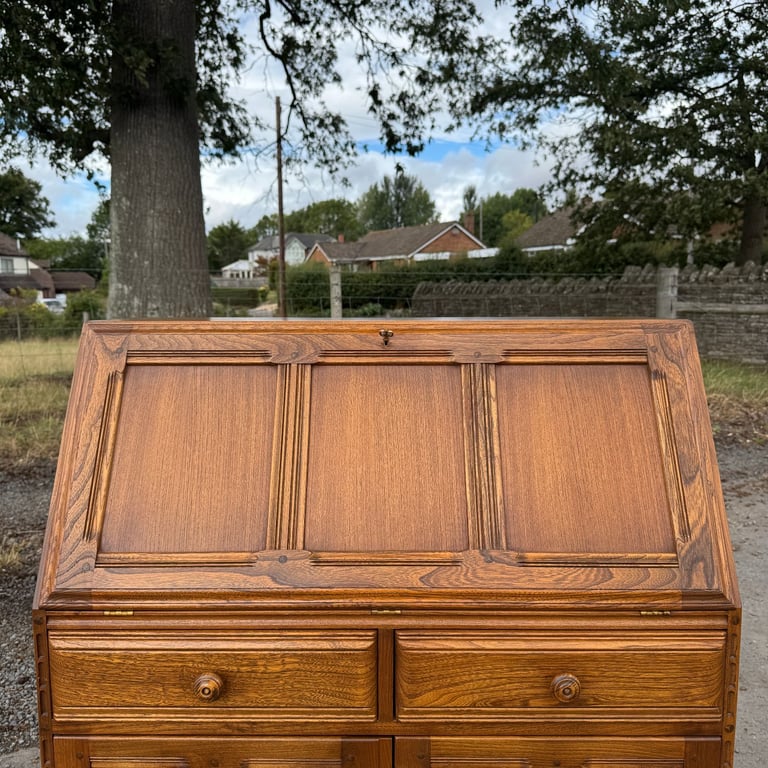 Vintage Ercol Connoisseur Bureau Model 867 Golden Dawn Writing Desk Storage