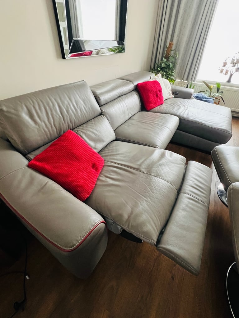 Leather sofa Fishpools Elixir 2 Power Recliner – 3-Piece – Elephant Grey 