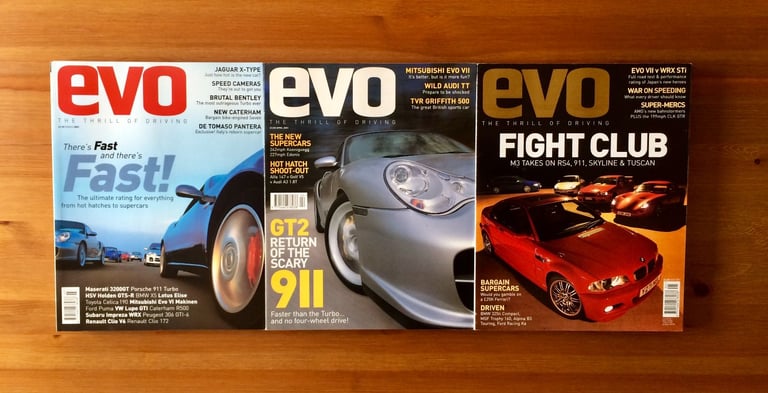 EVO MAGAZINE - PERFORMANCE CAR MONTHLY - JAN TO DEC 2002 - BUNDLE OF 9 ISSUES - AS NEW