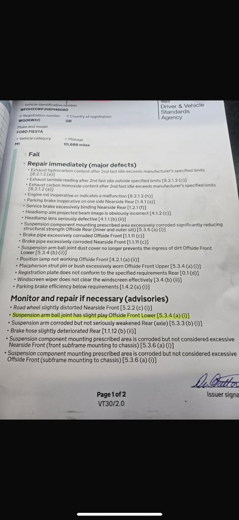 Ford, FIESTA, Hatchback, 2006 Spares or Repair MOT Failure 