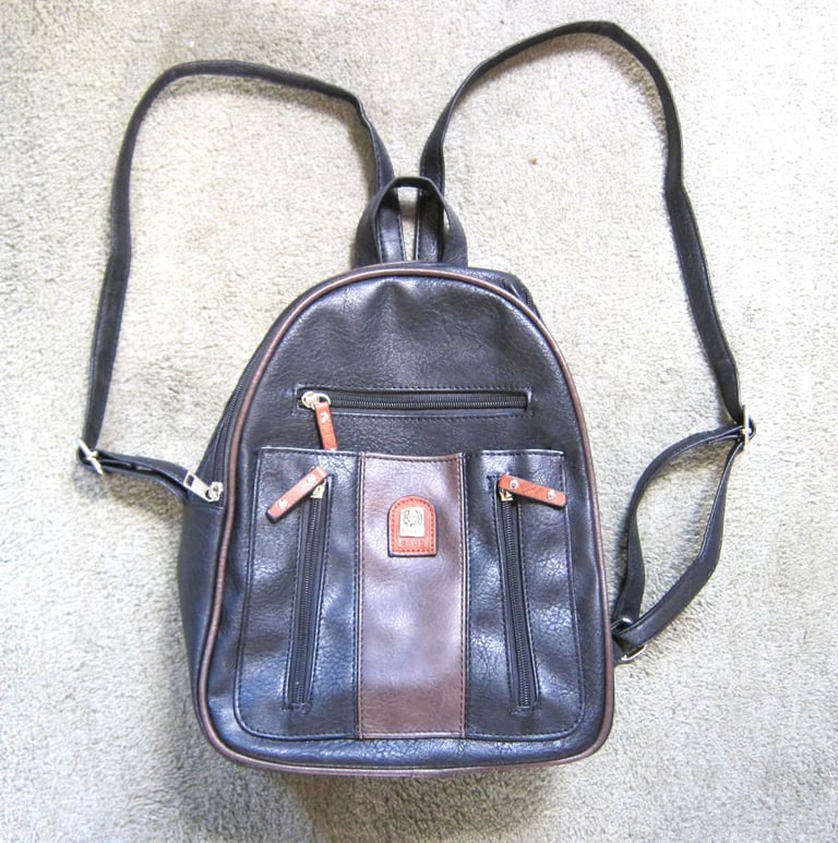 image for Small leather-like rucksack, with many pockets