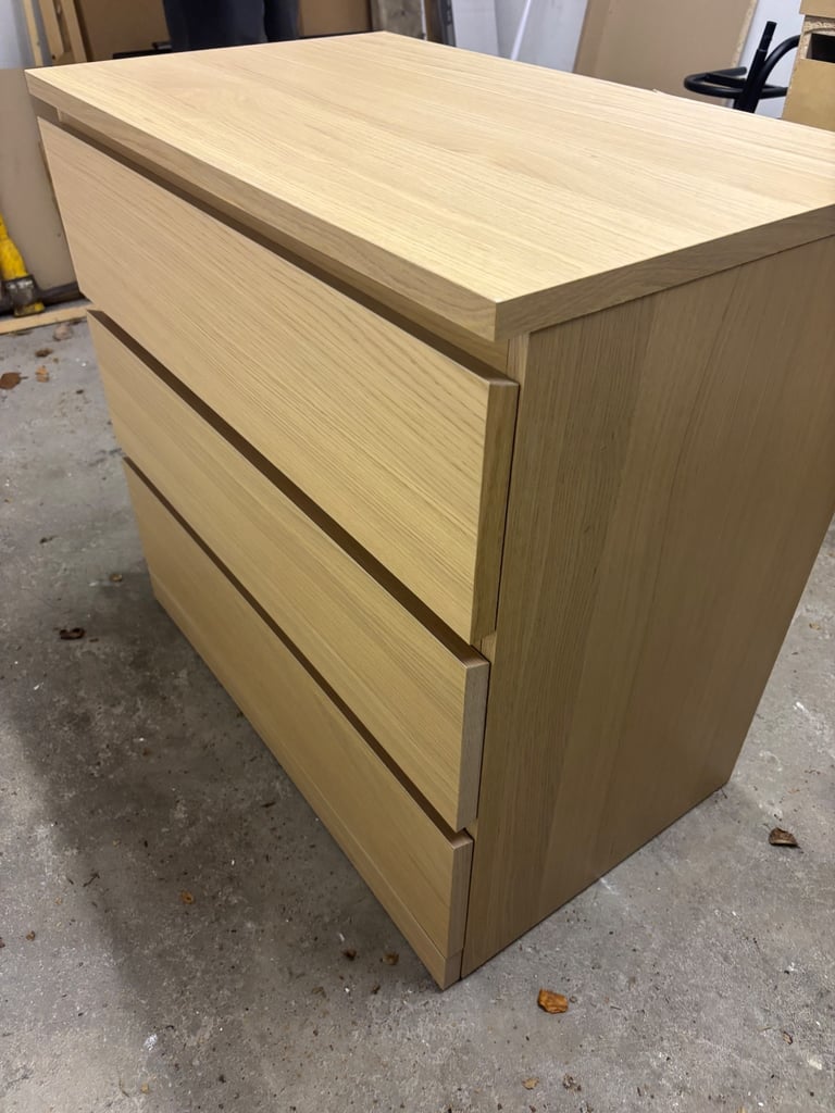 IKEA MALM white stained oak drawers