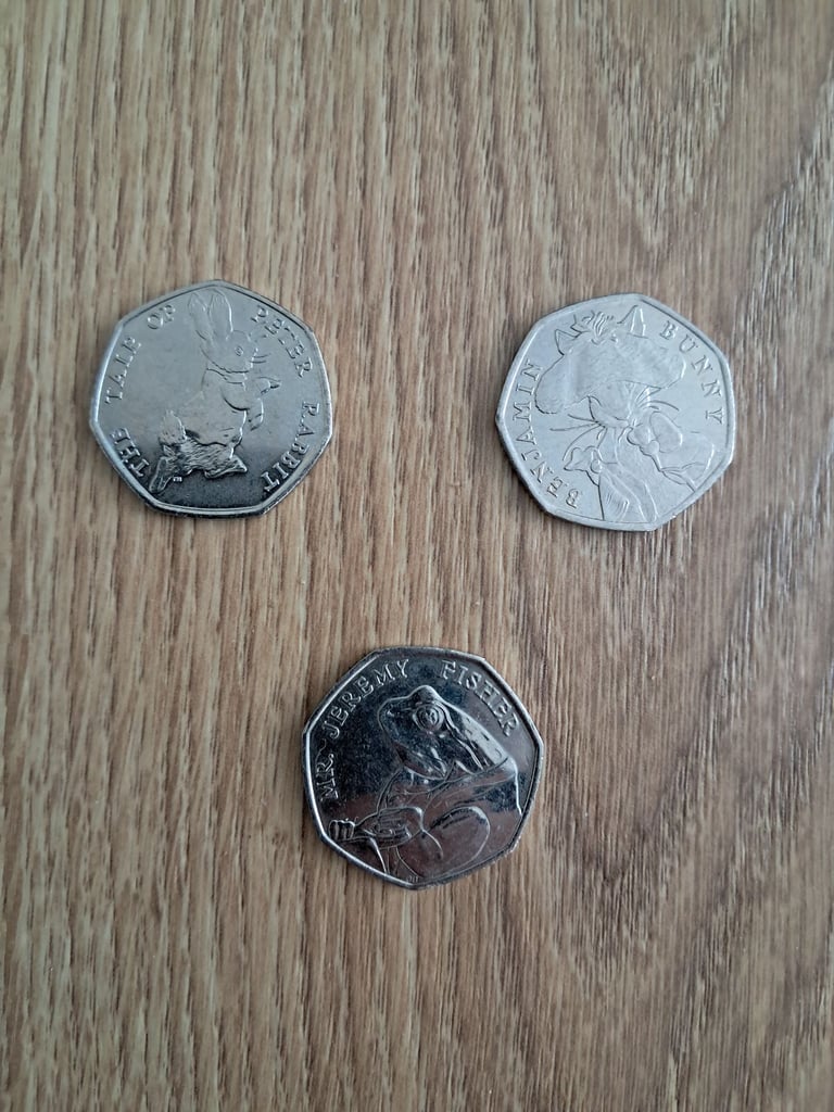 image for 3 Beatrix Potter 50p Collectors Coins 