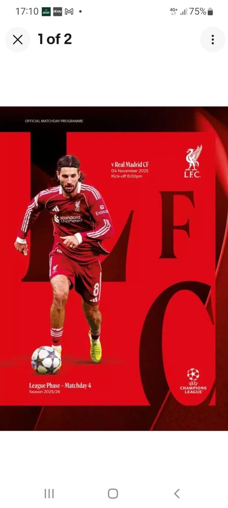Liverpool v Read Madrid Champions League programme 2025