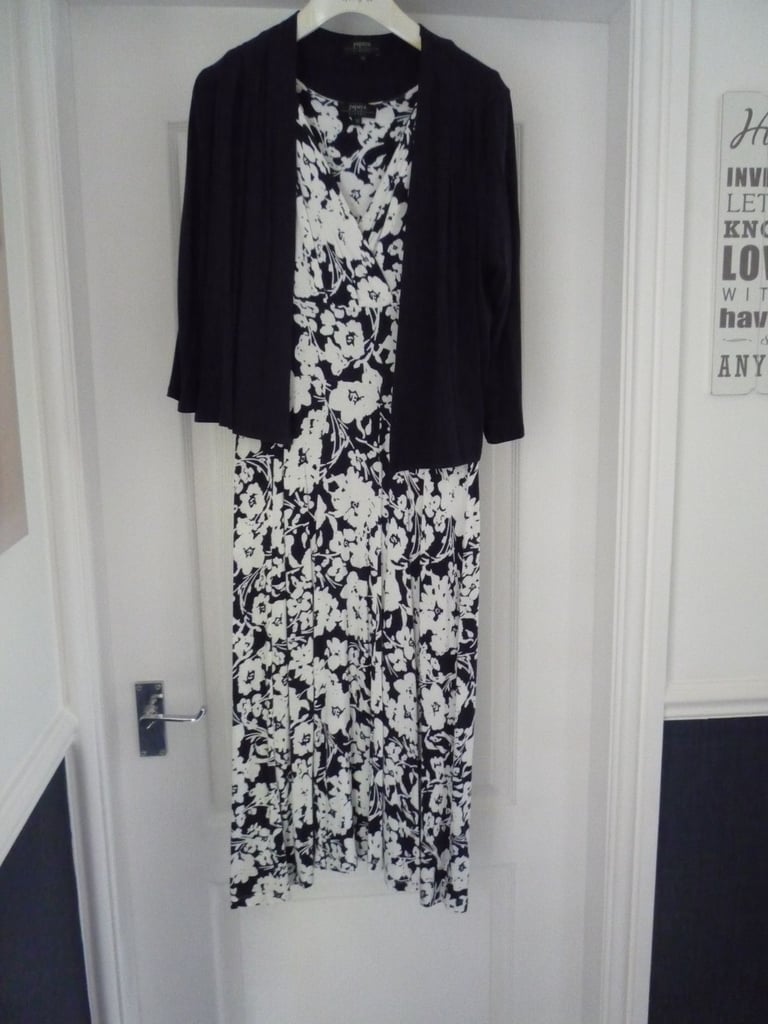 image for Navy and White Dress with Navy Bolero