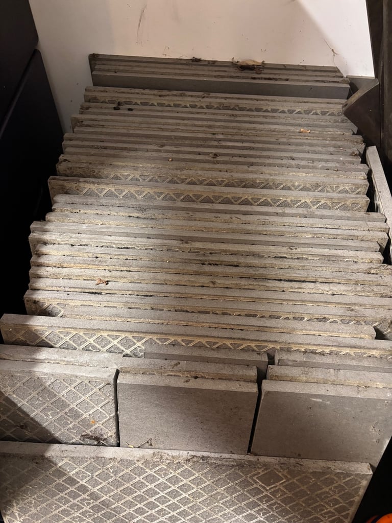 Grey stone porcelain paving slabs 