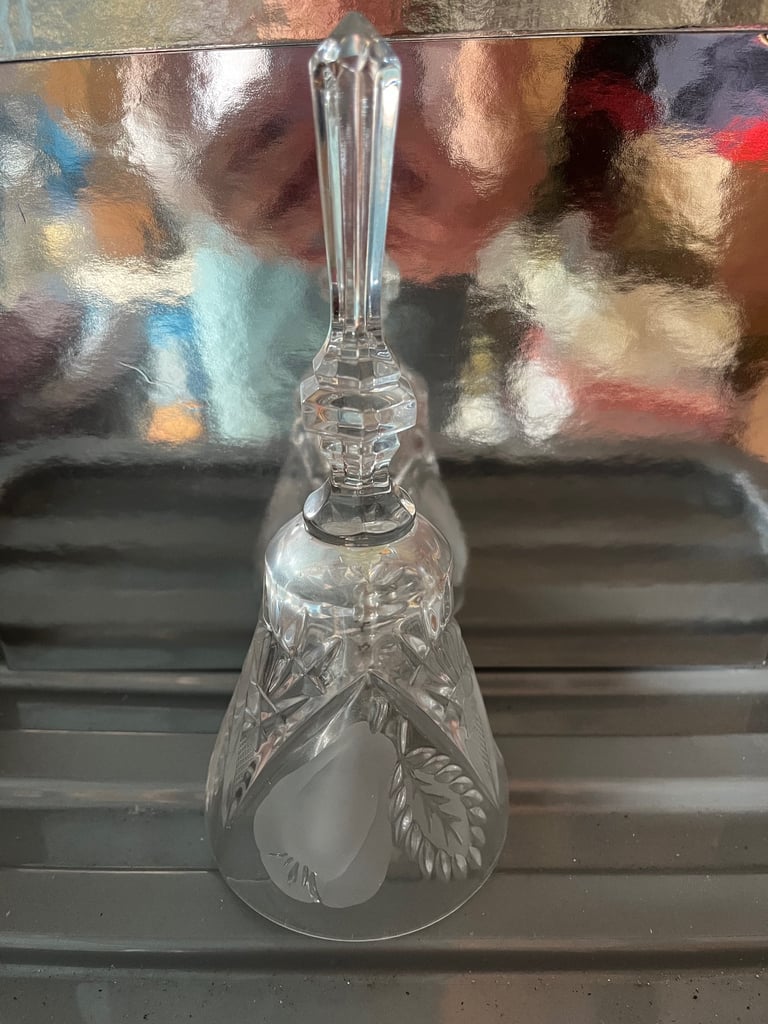 Vintage Hand Cut Pears 24% Lead Crystal Bell Made West Germany