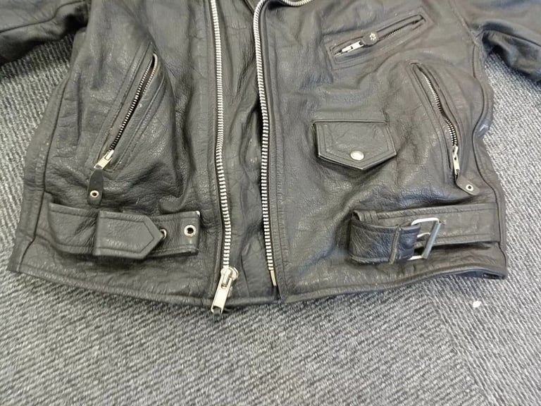 VINTAGE KOOKIE Leather Biker Jacket UK Size 14 Sportswear Pre-loved