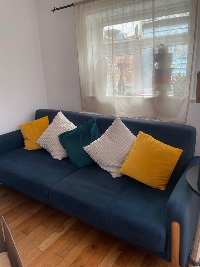 image for John Lewis sofa bed dark deep teal blue