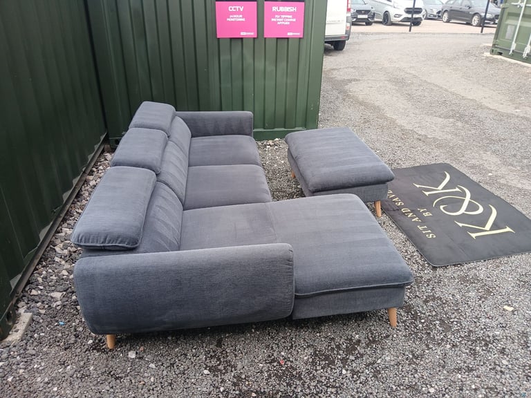 Grey chaise sofa corner L shape 3 seater FULLY CLEANED DELIVERY AVAILABLE 