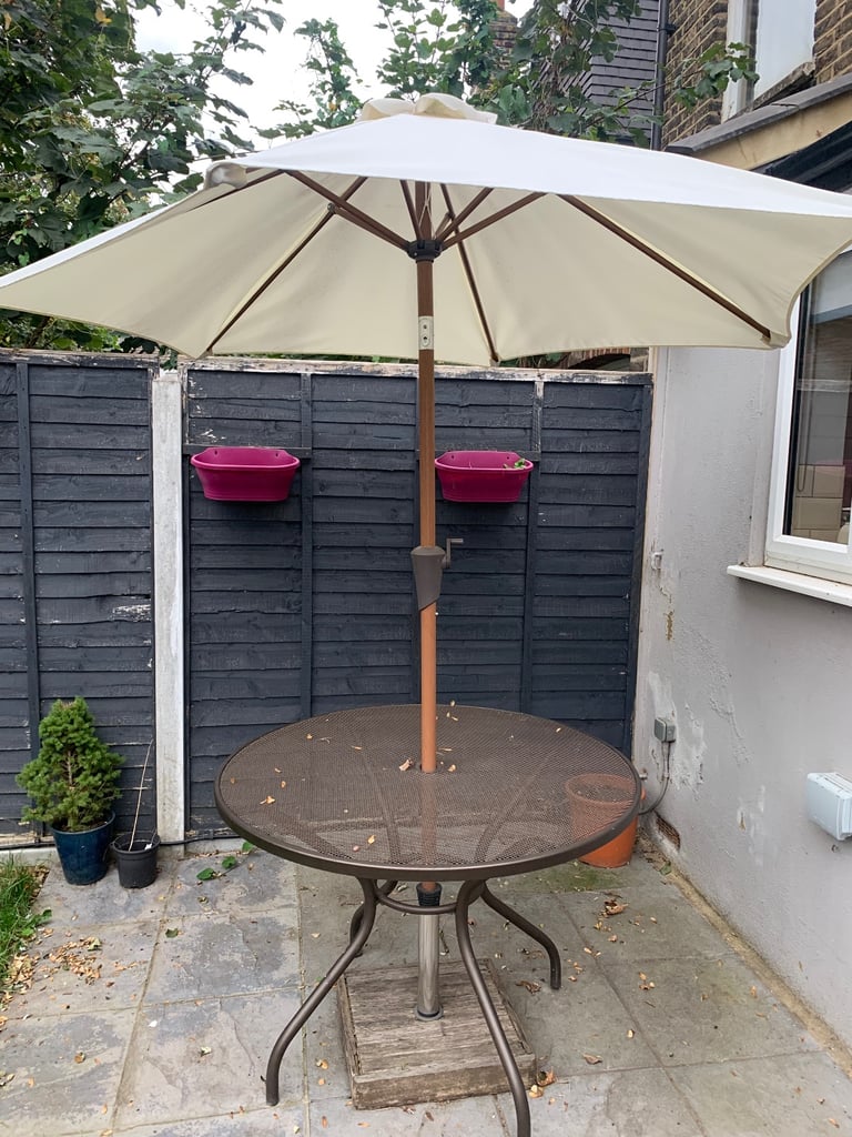 image for Cream tilting parasol and base