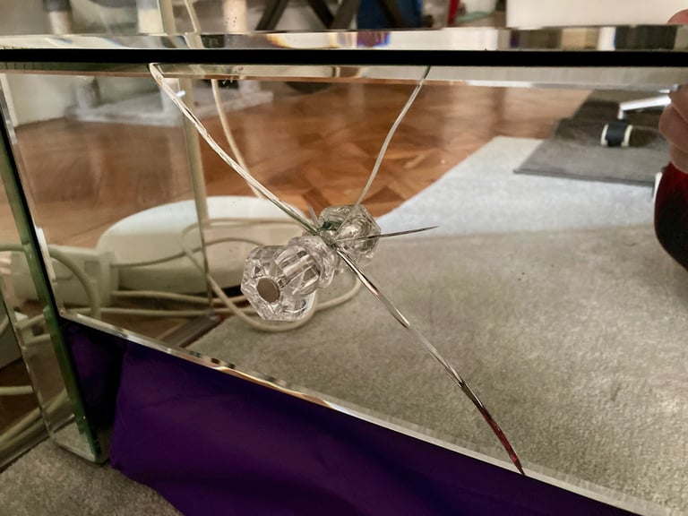 Mirrored Bedside Table with 3 Draws .