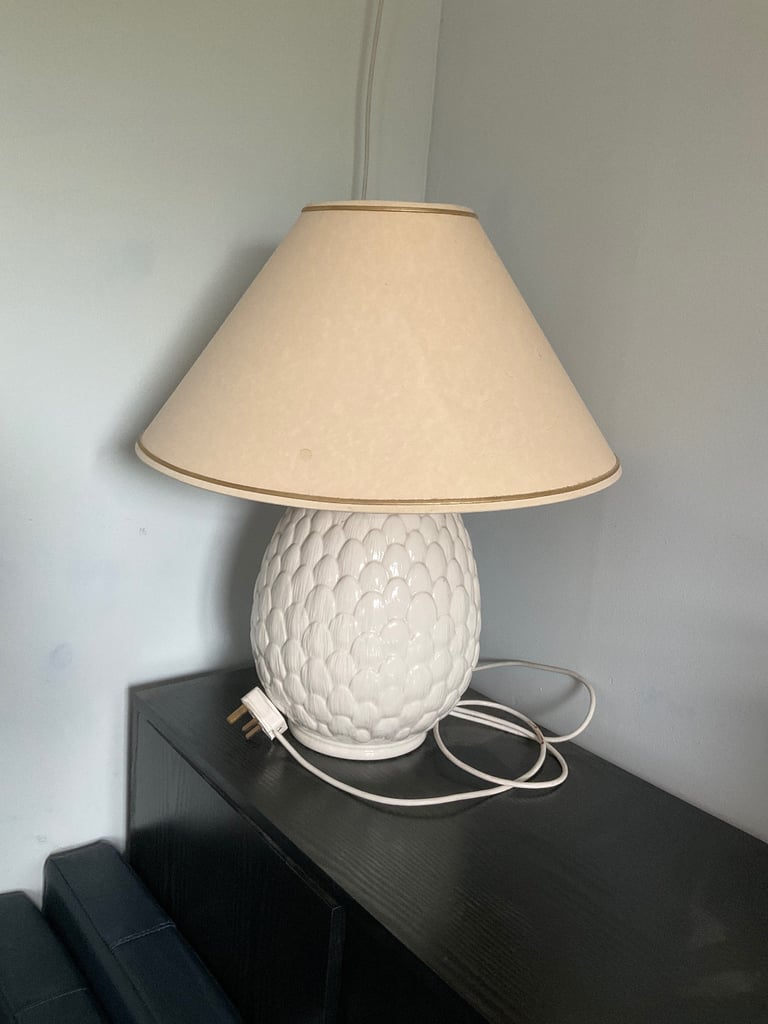 image for White Ceramic ‘Pineapple’ Lamp Base & Shade