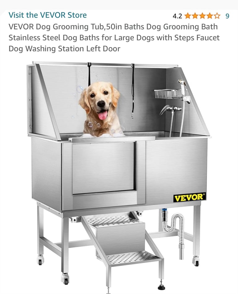 image for Large stainless steel dog bath