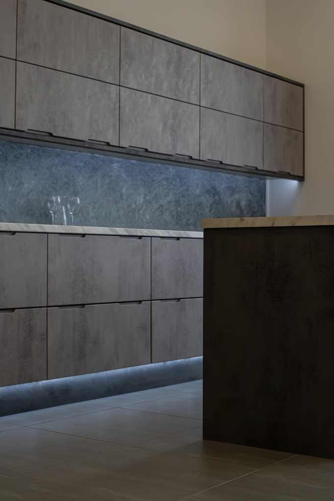 Fitted Kitchen Cabinets-Units-Carcass - Dark or Light Concrete Handleless Doors (Brand New)
