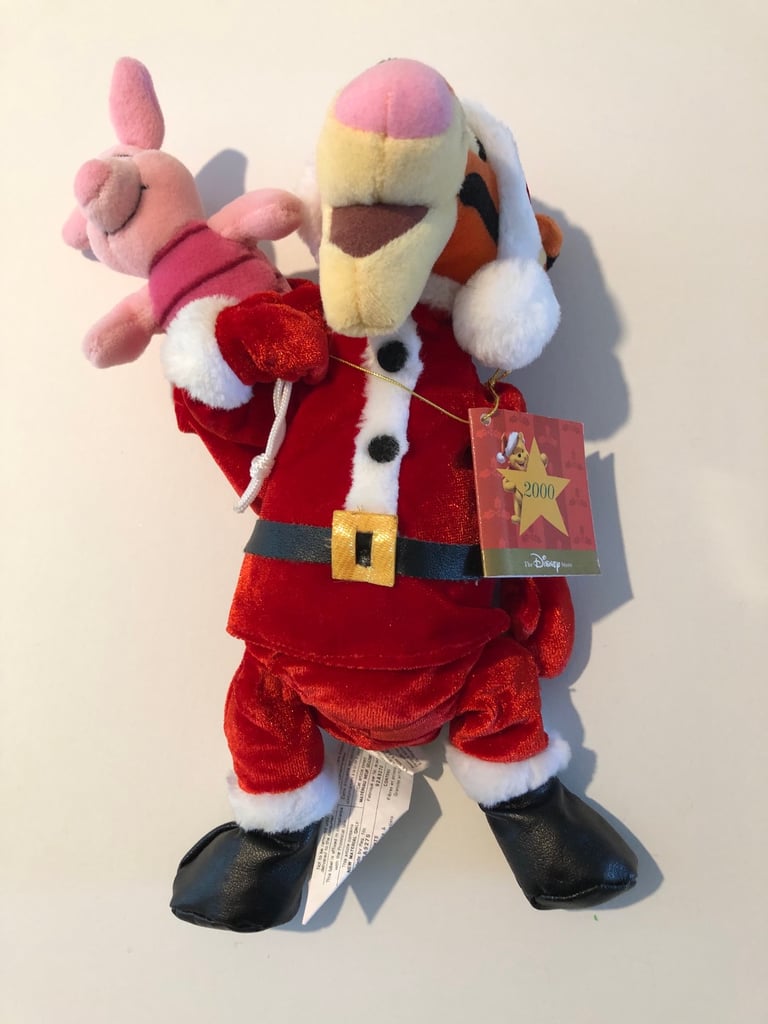image for Disney Store 2000 Santa Tigger with Piglet Beanie, Tagged, Xmas 2000