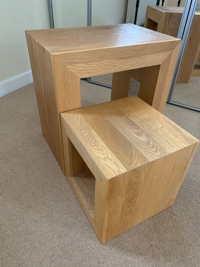 NEW PRICE!!! PAIR of SOLID OAK Nest of Tables 