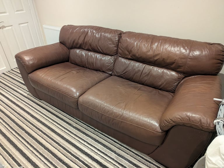 image for Brown leather sofa