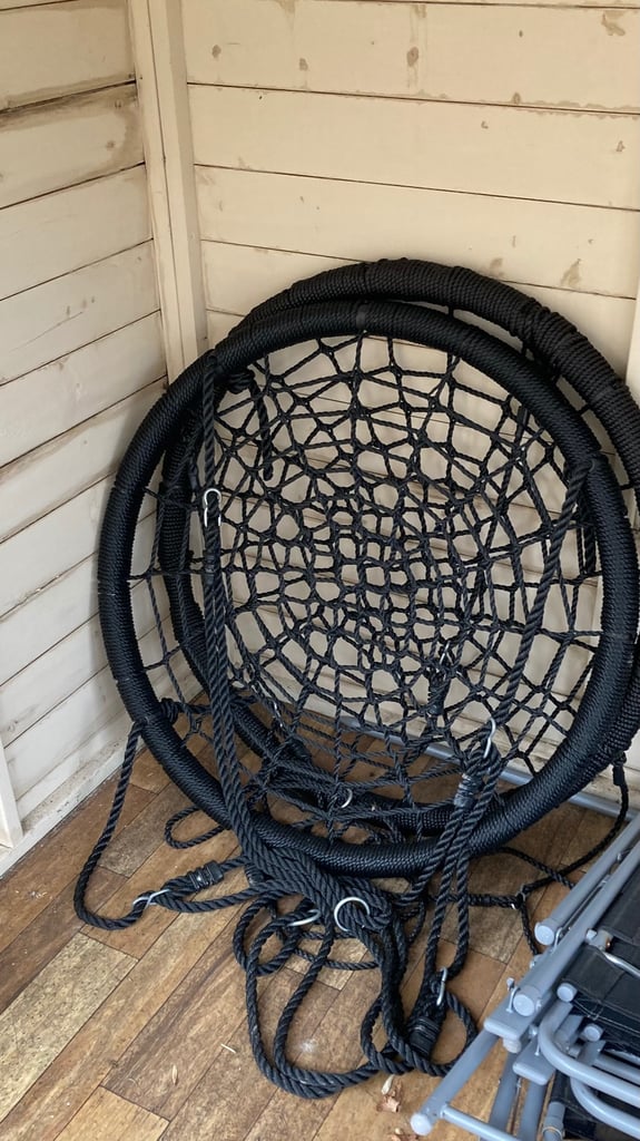 image for Wooden swing set frame with two basket swings 