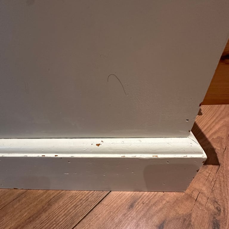 Solid Country Pine Bedside Cabinet Table 3 Dovetail Drawers Cream CHIPPED Paint