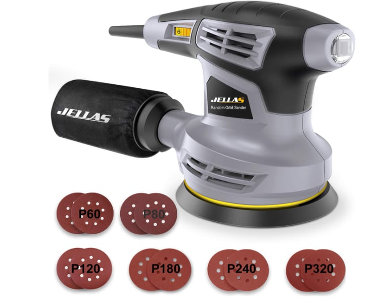 image for Jellas Orbital Sander 125MM 13000RPM 6 Variable Speed New and Boxed QD6206R