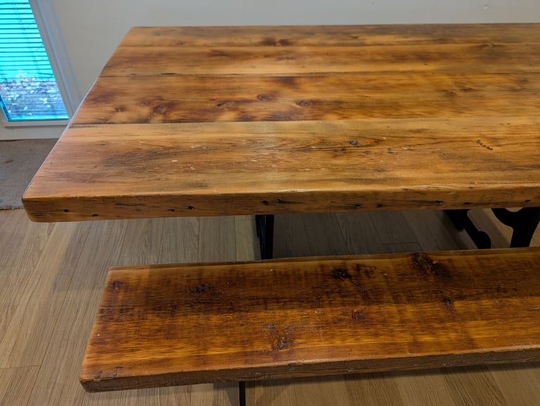 Handmade Solid Oak Dining Table & Bench