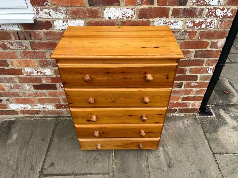 Solid Pine Chest of Drawers - Good Condition 