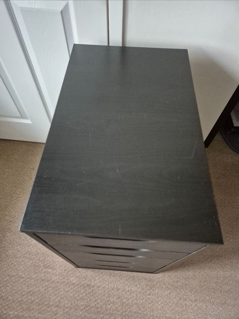 IKEA Alex Drawer unit with 5 drawers in black / black ash - 36cm wide x 58cm deep x 70cm tall