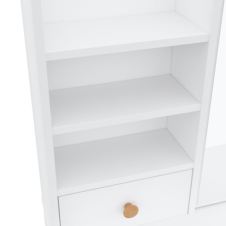 New White 5 Drawers Makeup Desk + Sliding Mirror and Stool RRP £220 Our Price £145