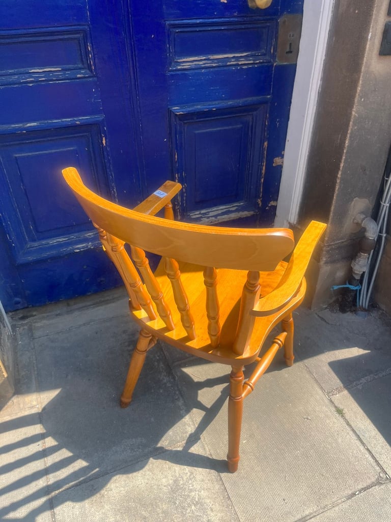 Solid Pine Chair with arms , comfy sturdy chair .