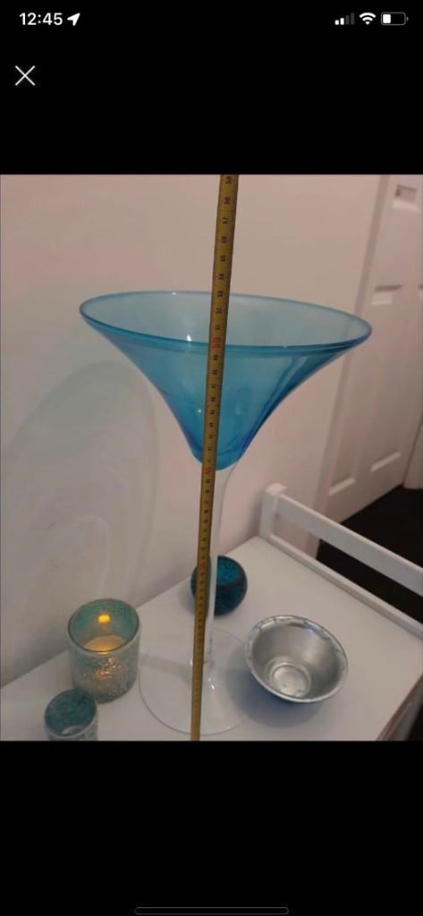 image for 1 x turquoise large 50cm Martini glass