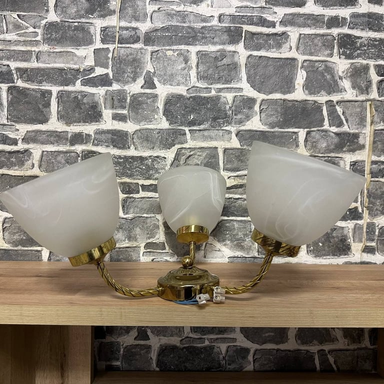 3-Light Brass & Frosted Glass Ceiling Light