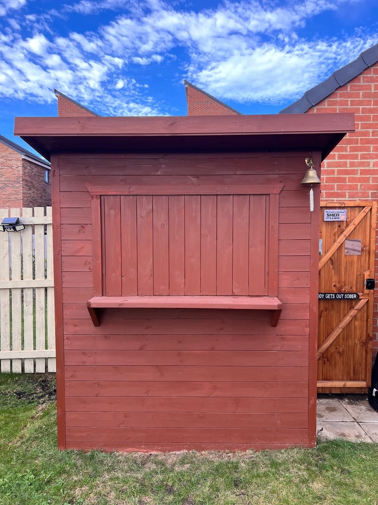 Garden Bar - Pent Shed with Hatch High Quality with Rubber Roof - Optics - Great for BBQ’s