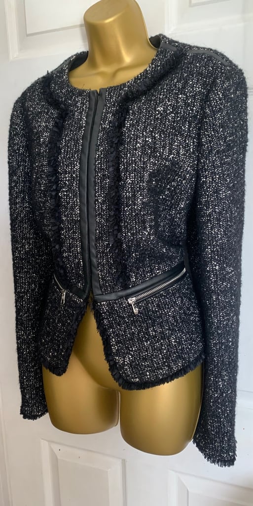 image for Karen Millen 'Tailored' Tweed Jacket Blazer 💗 Size 12-14💗Excellent