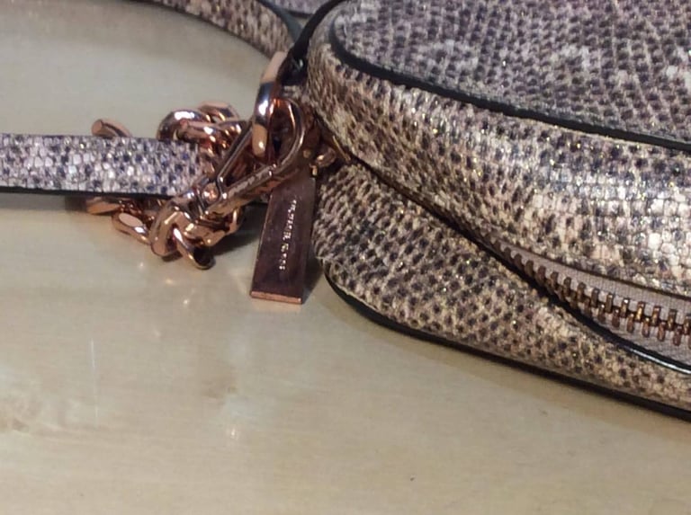 Michael Beige  Leather Crossbody Bag 