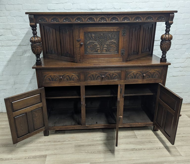 Mid 20th century oak court cupboard sideboard 