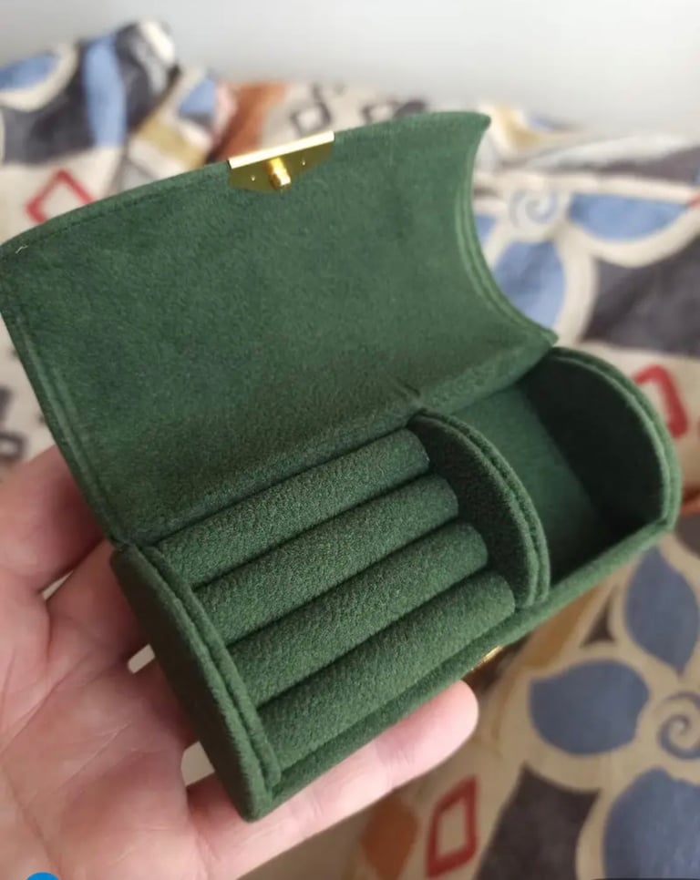 Compact jewelry box for travel Grey/ Dark Green