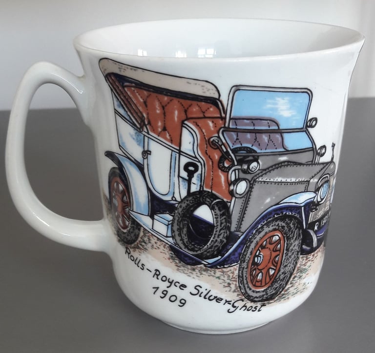 Mug Unused Rolls Royce Silver Ghost Cars, ceramic, Made in Poland, by Chodziez  – post or collect
