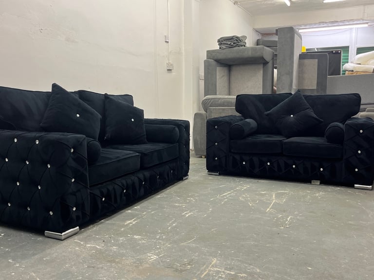 Black Plush Velvet 3&2 Set-Can Deliver