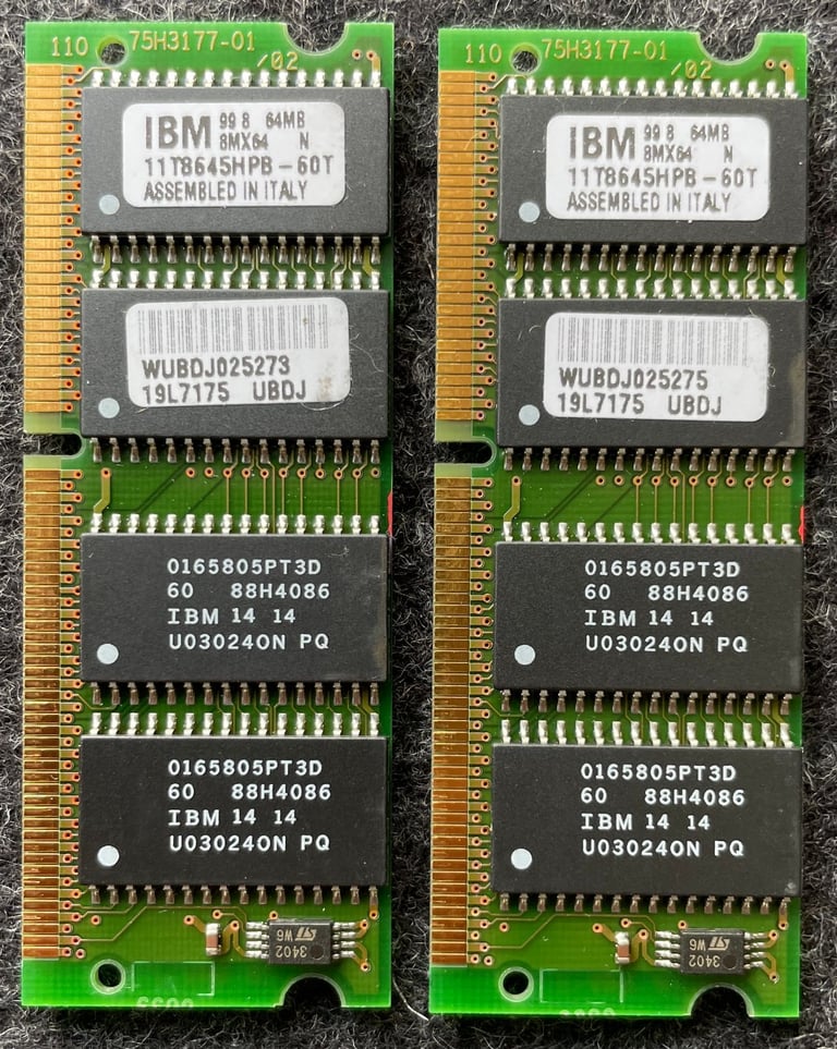 Dell Latitude CPi Laptop RAM - 2x 64MB IBM Modules