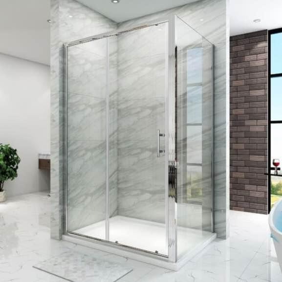image for New Sliding Door Shower Enclosure 1700x700mm + Stone Tray RRP £715 Our Price £460