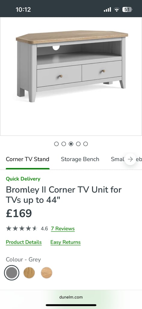 Corner TV Unit for TVs up to 44” (oak/pine & grey)