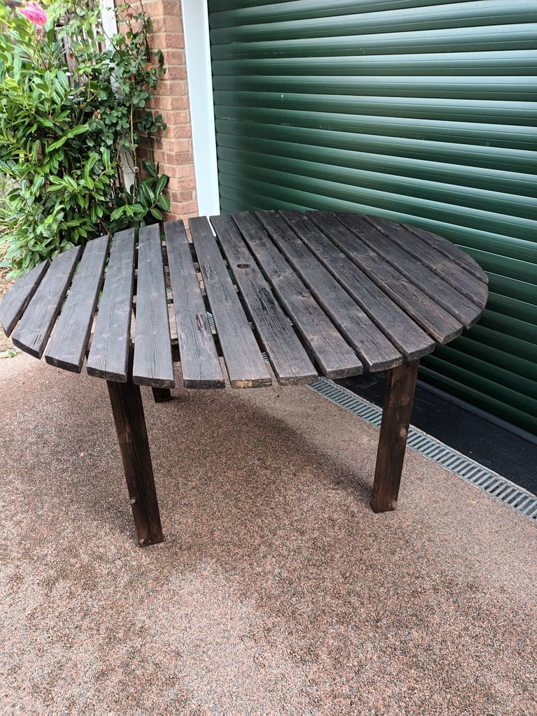 Wooden Garden Patio Furniture, Round Table Sits 6 Adults by Charles Taylor