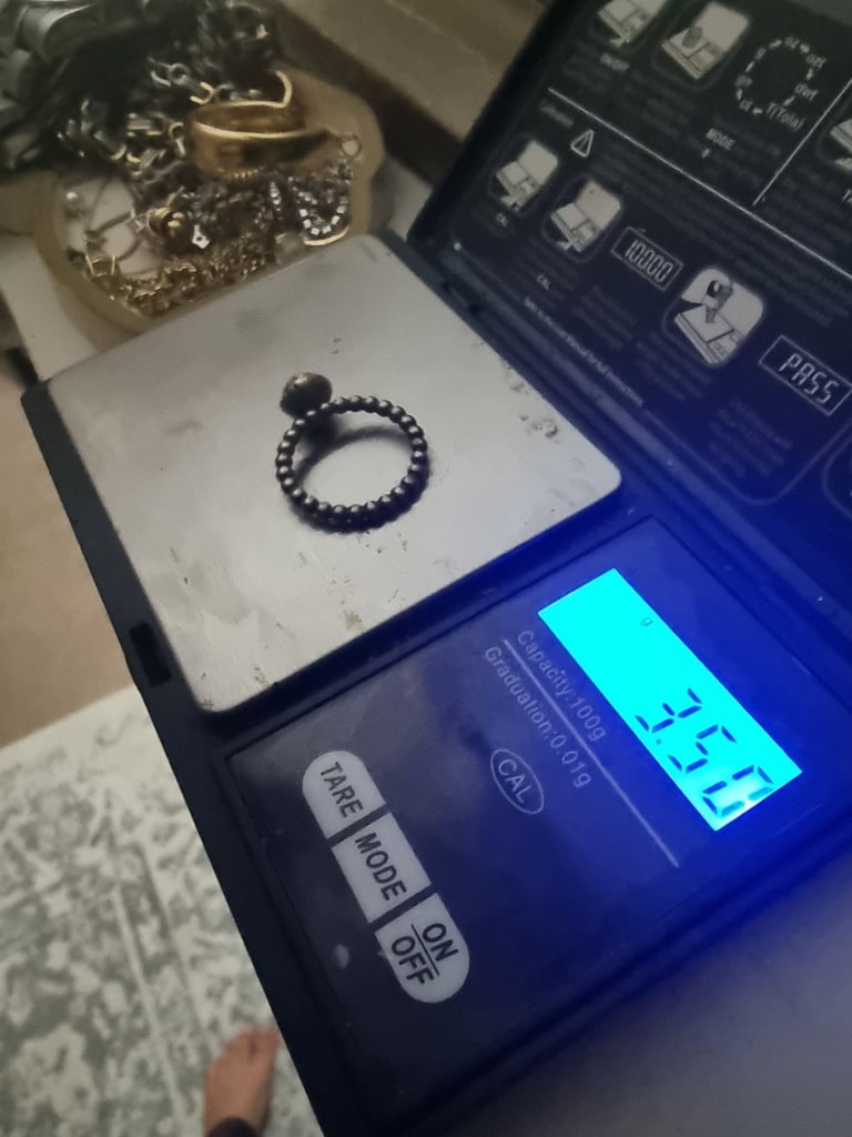 Silver ring with cloudy white/ pearly stone 