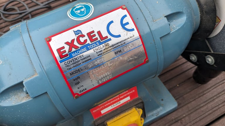 Excel Machine Tools GR-B202 8-inch heavy-duty industrial bench grinder 