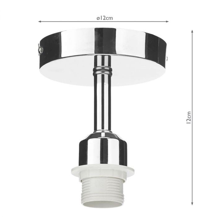 Rivaw 1 Light E27 Chrome Semi Flush Ceiling light, Taupe Faux Silk 60cm Drum Shade With diffuser