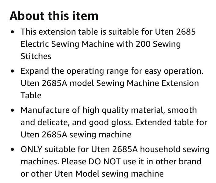 Uten 2685A Extension Table